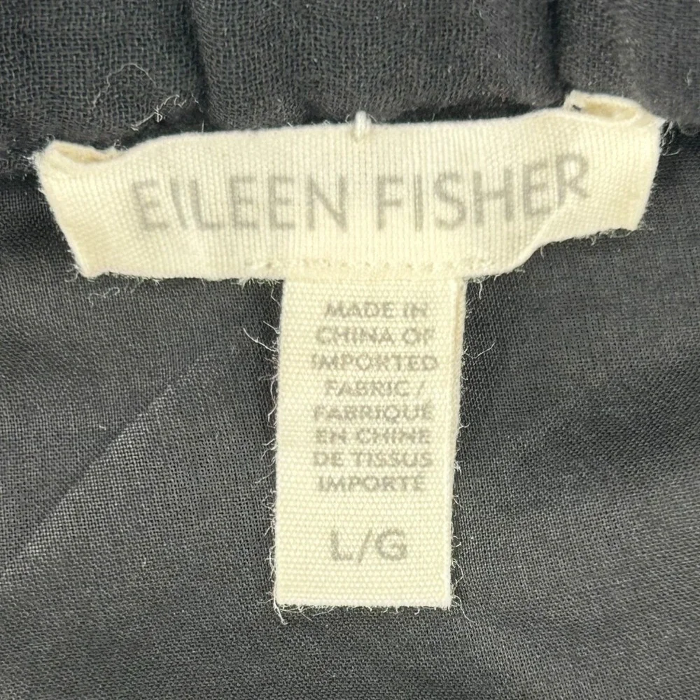 Eileen Fisher Black Organic Cotton Skirt Womens Large Lined Elastic Waist Pocket